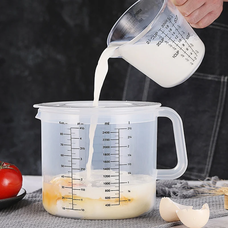 Plastic Ounce Measuring Cups and Mixing Pitcher for Baking with Lid Liquid Measuring Jugs/Jar in Ml with Splash Guard