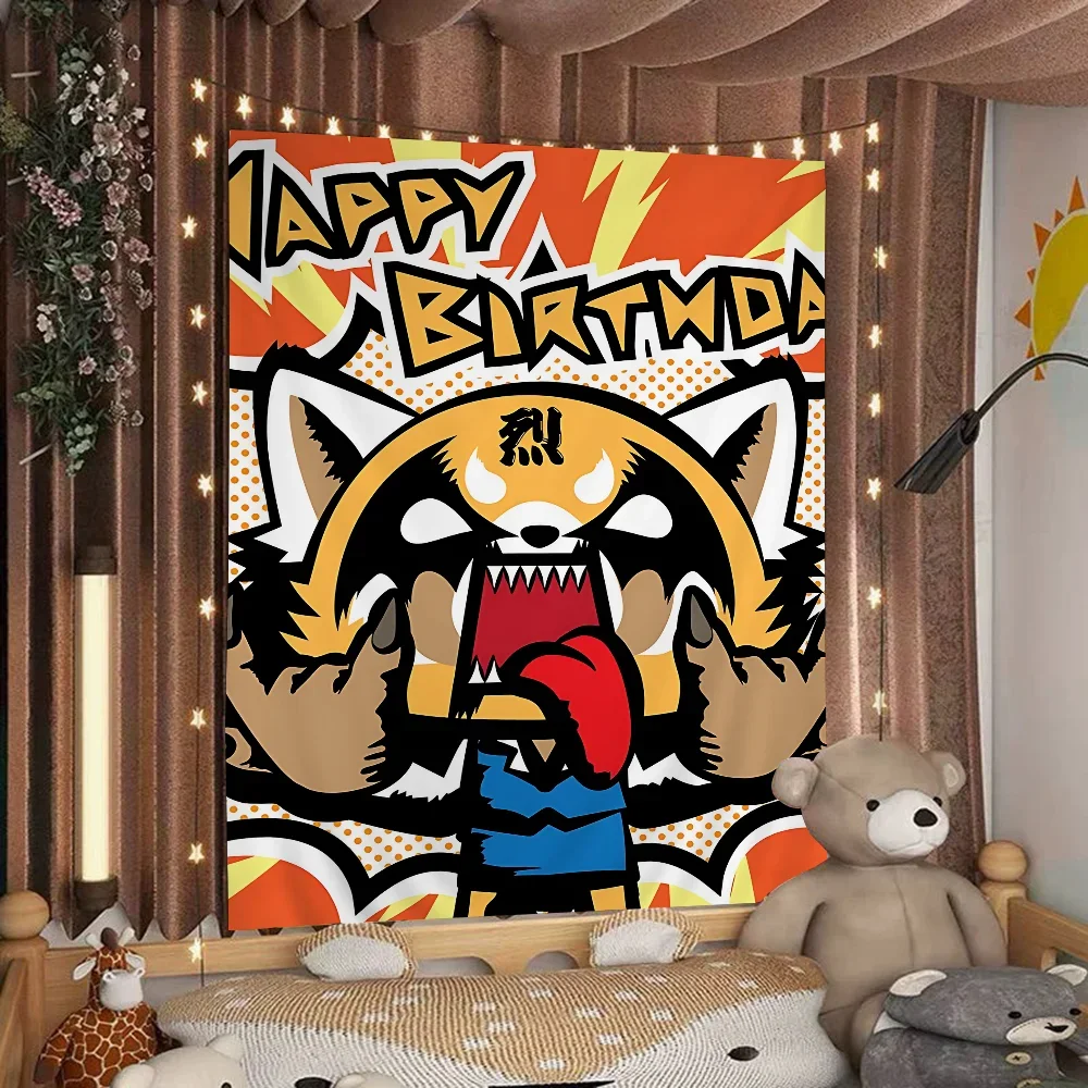 Aggretsuko Anime-Rock Anime Hippie Wall Hanging Tapestries Bohemian Wall Tapestries Mandala INS Home Decor