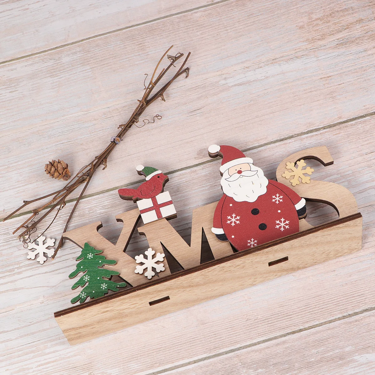 

Stylish Wooden DIY Ornament Perfect Gift for Friends Festive Home Office Table Adornment Wooden Letter Ornament