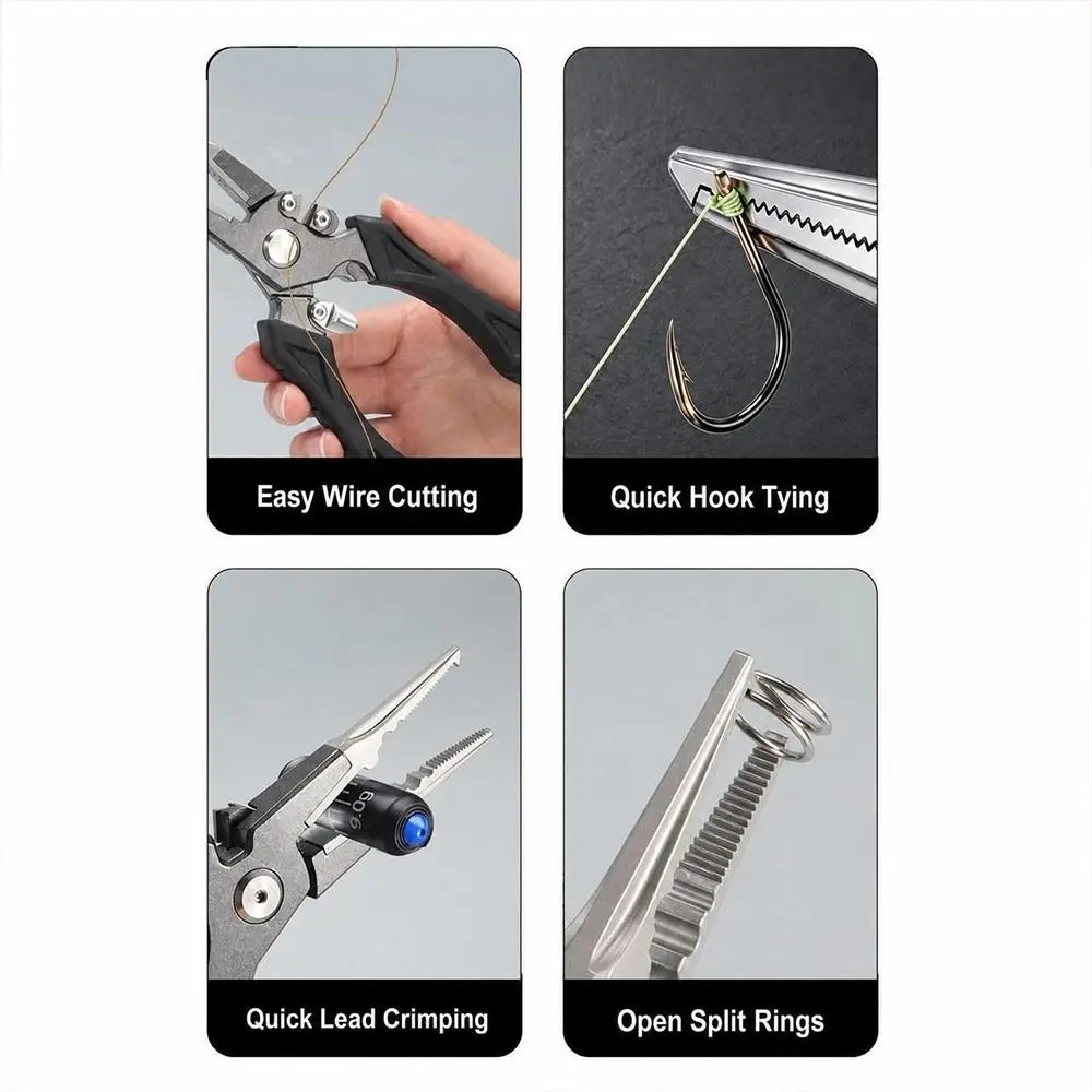 Aluminum Alloy Fishing Pliers Non-Slip Handles Long Nose Long Nose Pliers Lure Fishing Tools Built-In Line Cutter