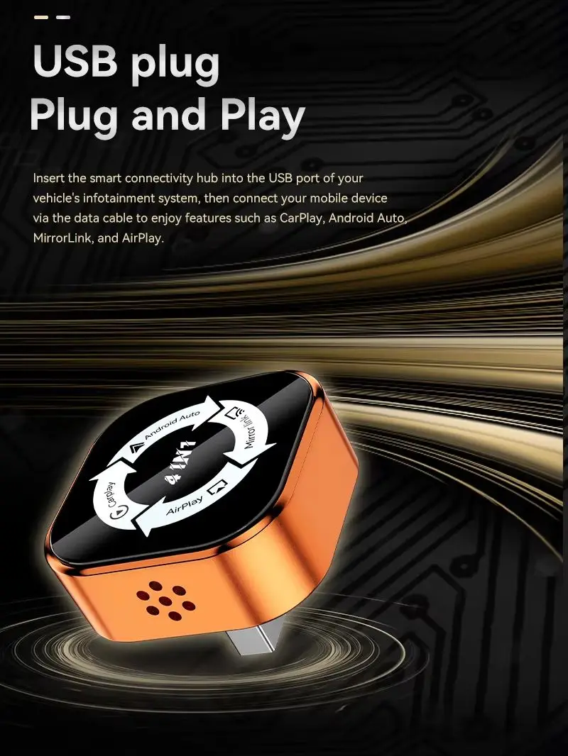 Picture 3: 4-in-1 Wireless Adapter，Converts Wired CarPlay & Android Auto to Wireless, with Full iOS & Android Screen Mirroring
