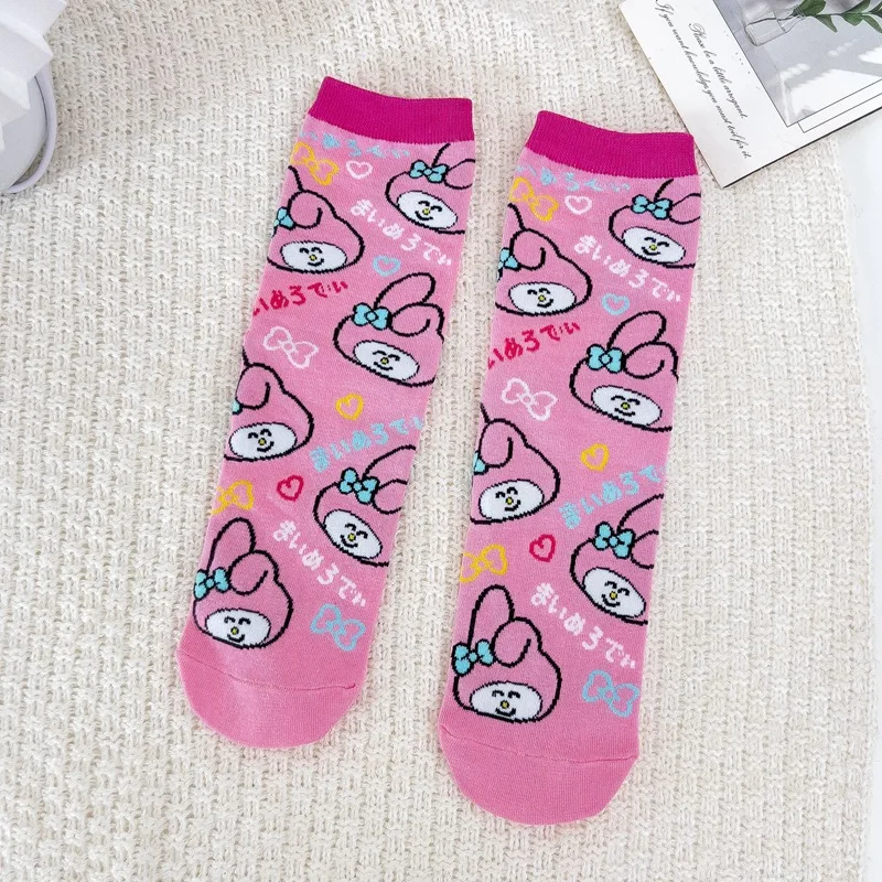 Sanrio anime socks Cute Hello Kitty mid-calf women's socks Combed cotton cartoon tide socks stockings sports socks