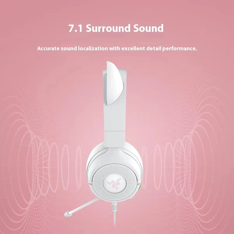 Razer Kraken Kitty V3 X سماعات رأس سلكية مع ميكروفون مثبت على الرأس سماعة ألعاب الرياضات الإلكترونية Triforce سماعات خفيفة الوزن للكمبيوتر المحمول #5