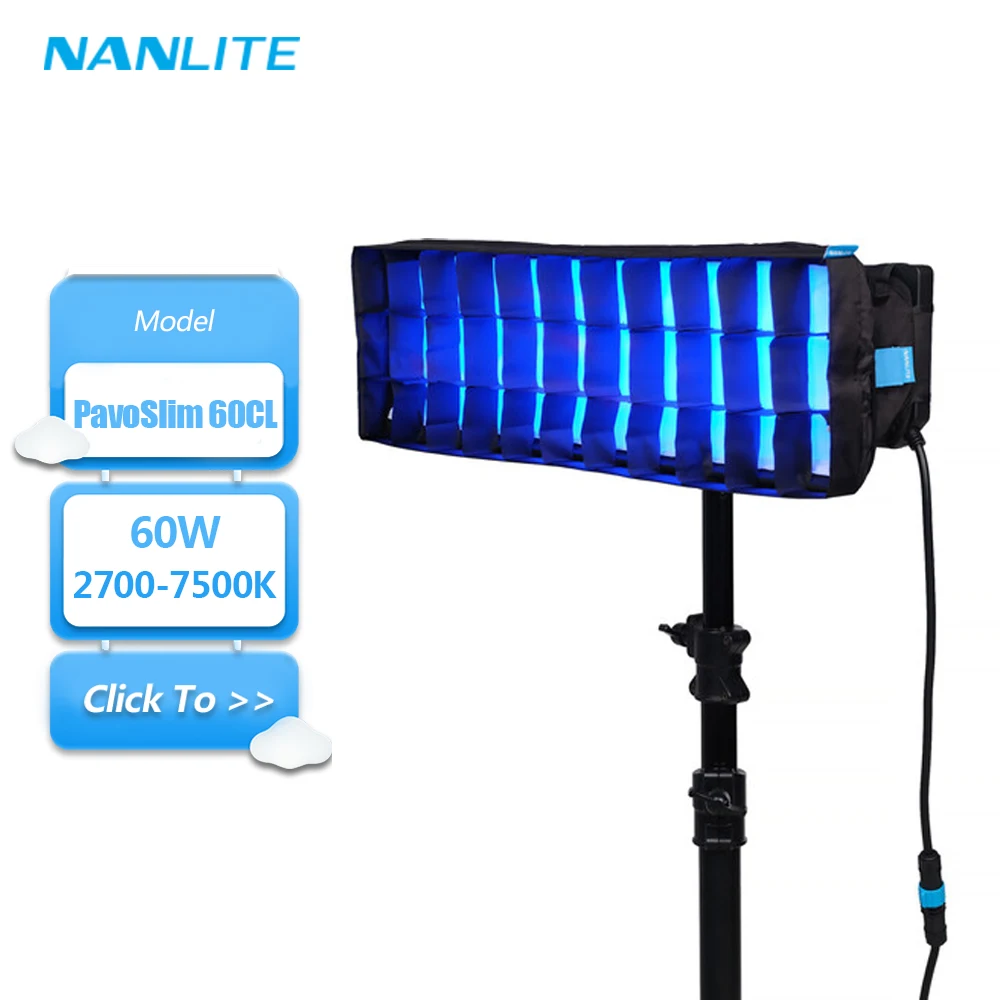 Nanlite PavoSlim 60CL 2700-7500K 60W RGBWW Full-color LED Panel Light for Studio Photography with Bluetooth Control CRI 96
