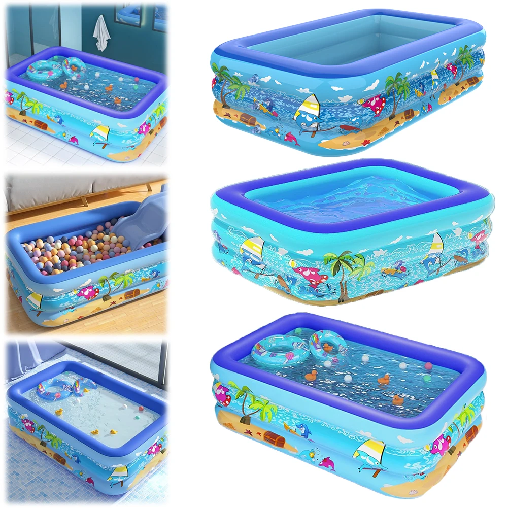 Framed Swimming Pool PVC Baby Bath Bathtub Cartoon Pattern Thickening Swimming Pool for Summer Outdoor Indoor