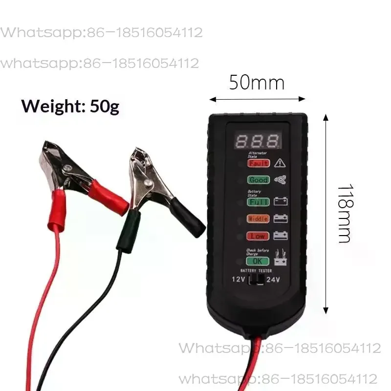 1Pcs 12V 24V Alternator Tester Car Battery Tester LED Display 6 Light Car Battery Checker Analyzer Auto Repair Diagnostic Tool
