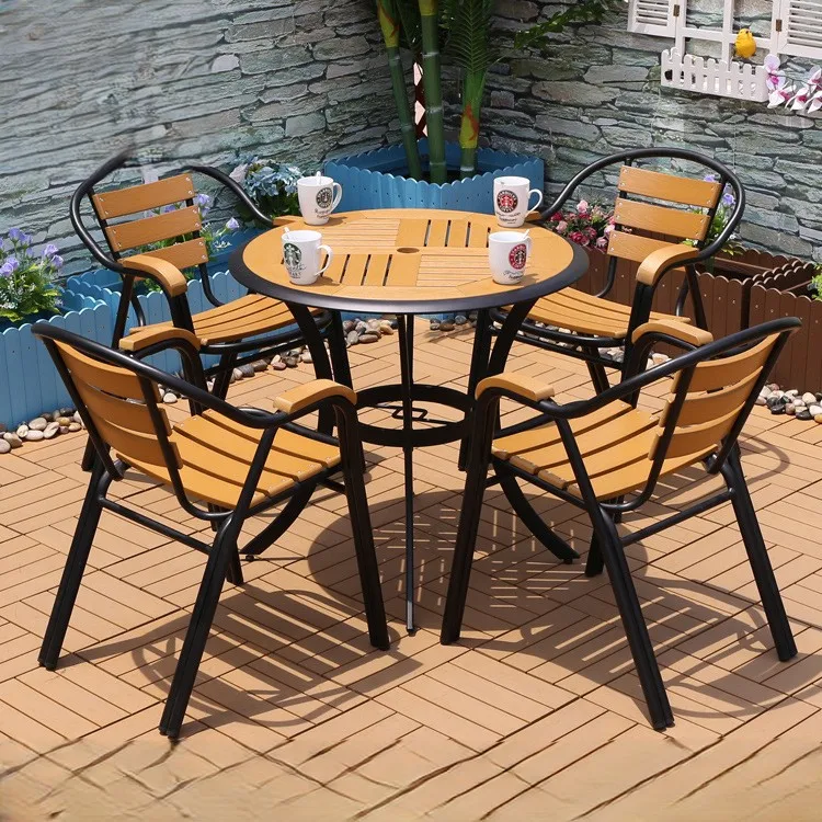 ！@Premium Modern Lightweight Durable WPC Outdoor Furniture for Courtyard Garden Cafe Milk Tea Shop Balcony Negotiation Reception