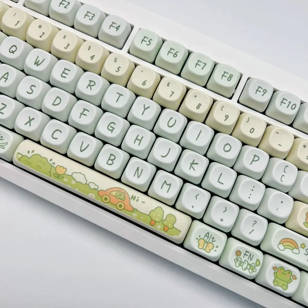 138 Keys Dye Sublimation PBT Keycaps Frog Spring Themed MOA Profile Keycaps for Gateron Cherry MX Switches Mechanical Keyboard