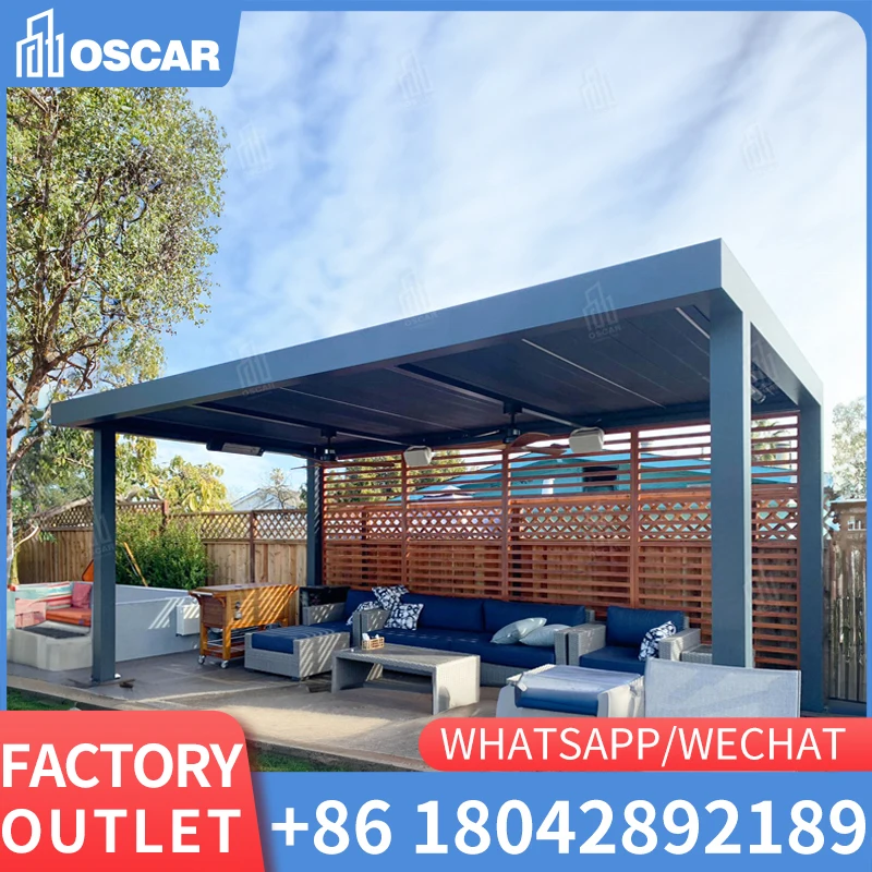 Pergola aluminium outdoor 3x3 Design Open Sunshade Shutter Louver Roof Electric canopy gazebo glass pergola