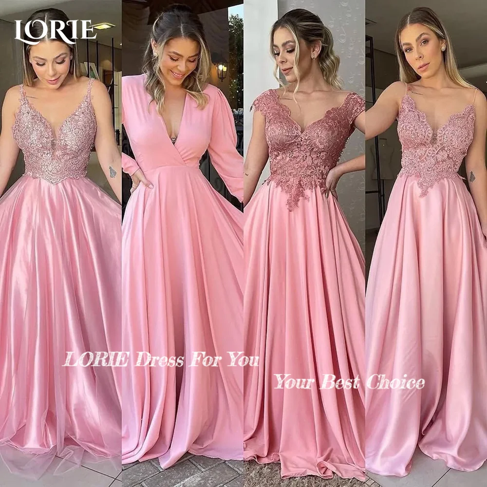 LORIE Elegant Lace Bridesmaid Dresses Pink Mermaid Backless Pleats Beach Bridal Gown Spaghetti Strapless Customized Bride Dress