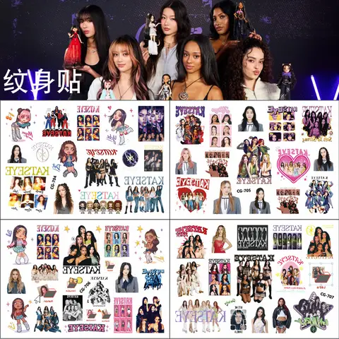1Pcs New Katseye Kpop Girl Group Temporary Tattoos For Party Supplies Favors Cute Tattoos Stickers Decoration Gifts