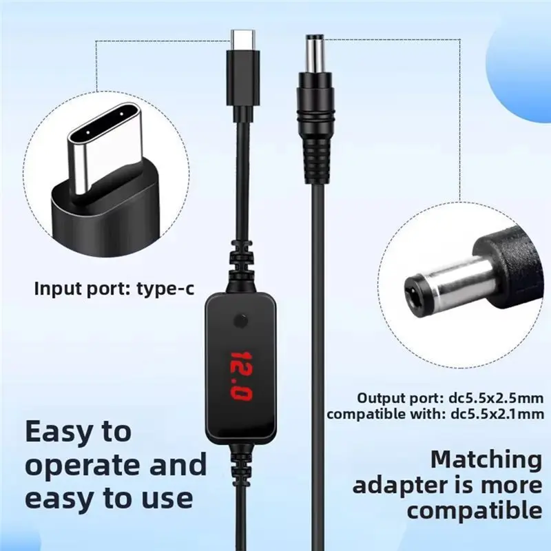 PD100W Deception Line Power Boost Cable Type-C To DC Adjustable Voltage 5V- 20V For Laptop And More