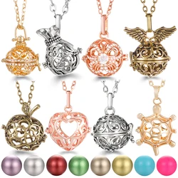 Mexico Chime Music Ball Caller Pendant Aromatherapy Diffuser Necklace Angel Wing Lockets Fine Zircon Pregnant Woman Jewelry Gift