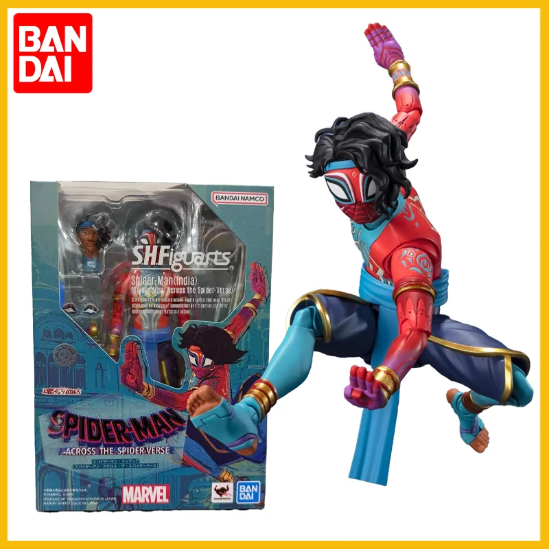 بانداي رجل العنكبوت الأصلي عبر آية العنكبوت أطقم منمذجة SHF الرجل العنكبوت الهند عمل الشكل جمع نموذج لعب الاطفال الهدايا