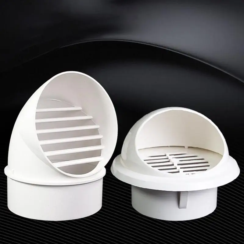 Exterior Vent Hood Rainproof White PVC Wide Caliber Vent Cap for Kitchen Bathroom Wall Ventilation