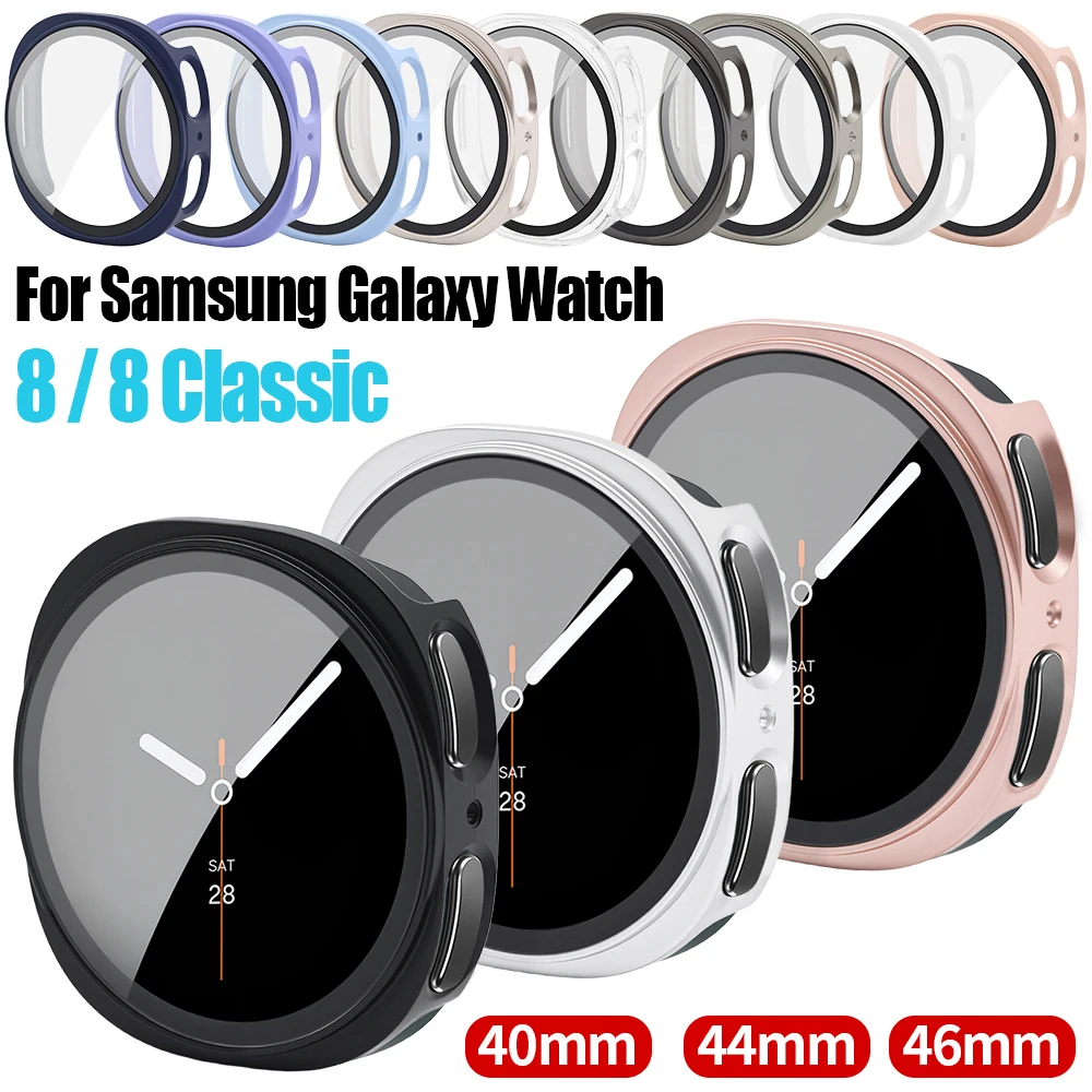

Tempered Glass+Case for Samsung Galaxy Watch 8 44mm40mm Screen Protector Bumper Shell Hard Matte All Around Protective Cover