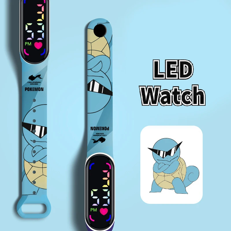 

Pokemon Strap LED Electronic Watch Fashion Colorful Bracelet Touch Waterproof Anime Character Pikachu Kid Digital Watches