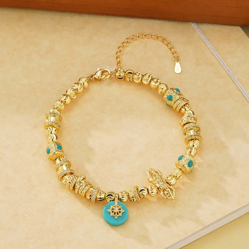 Fylia Jewelry  Fylia Jewelry   Luxury 9999 24K real gold tuotuo star disk bracelet broken gold gold hand jewelry fashion design