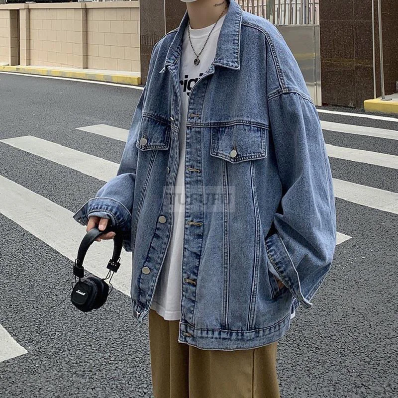 2022  Denim Jacket Men's High Street Hip-hop Trainer Jacket Autumn Trend Streetwear All-match Preppy Oversize Punk Jeans Coat