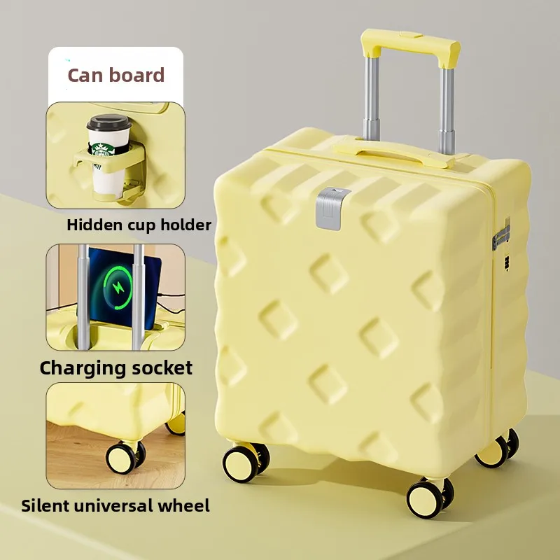 luggage-small-carry-on-20-inch-lightweight-women's-new-2025-travel-suitcase-no-check-in-required-fashionable-trendy-polyester