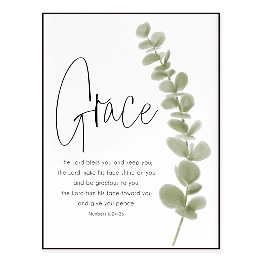 Verse Wall Art Matthew 6:34, Numbers 6 24-26 Pray More & Grace Scripture Greenery Modern Christian Gift for Women
