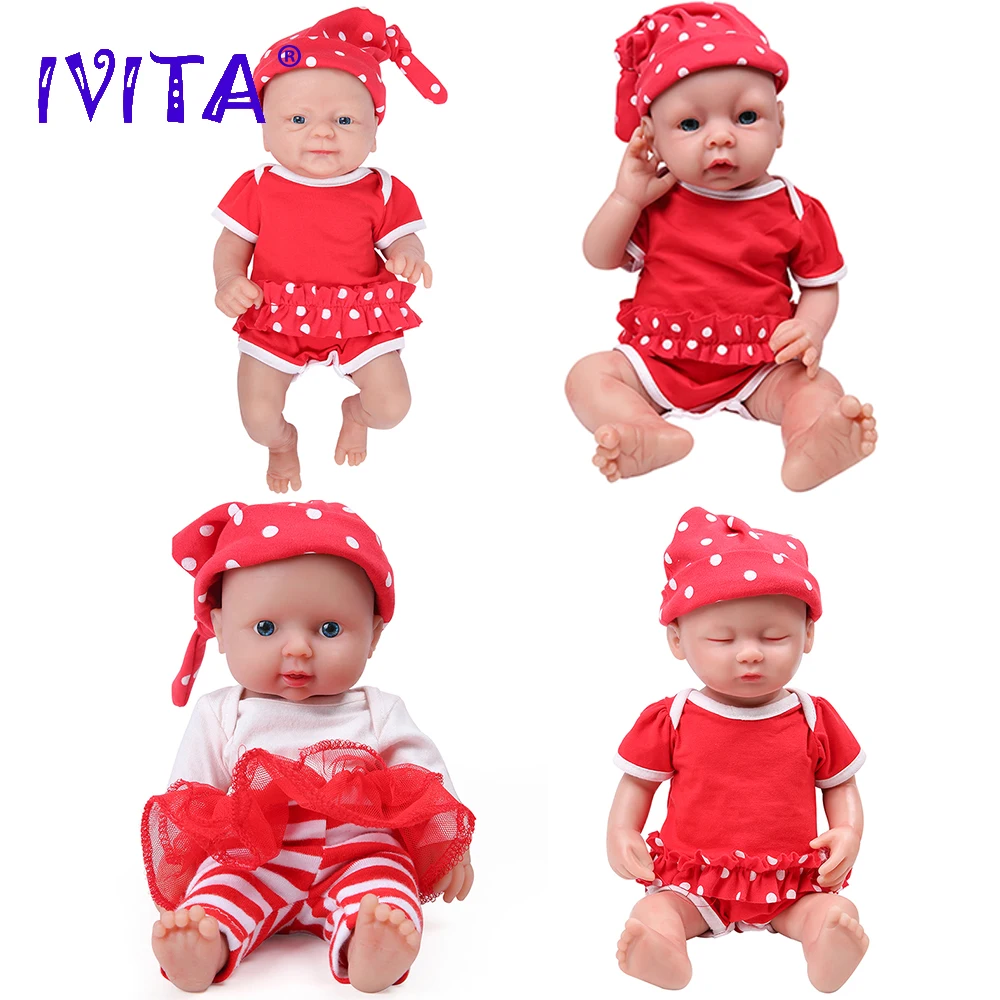 IVITA 100% Silicone Reborn Baby Dolls Painted Realistic Baby Doll Lifelike Newborn Wholesale Toys for Children Christmas Gift