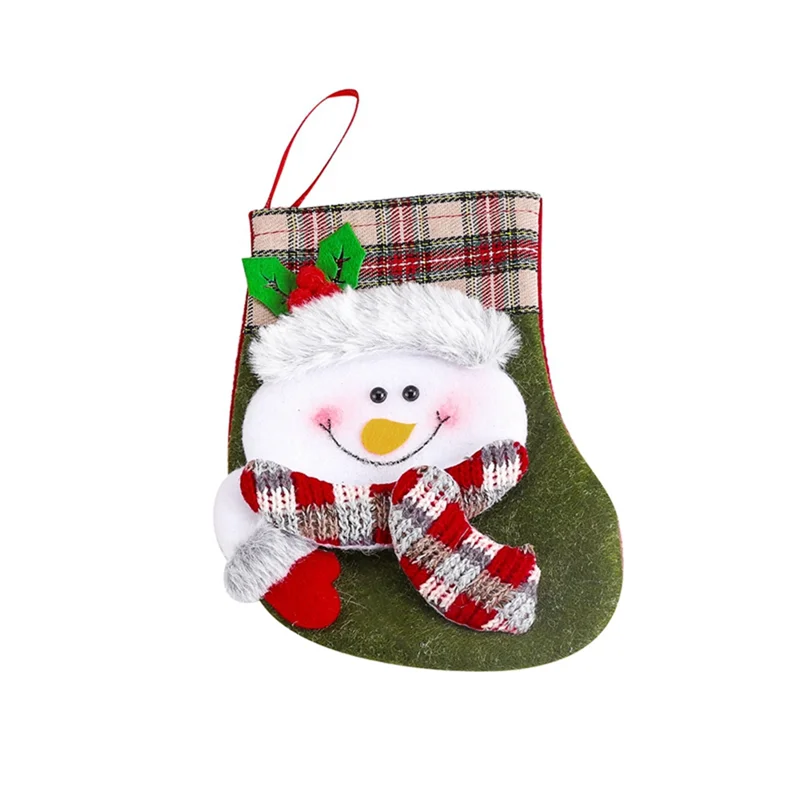 Medias navideñas, bolsa de regalo de dulces, calcetines de alce y muñeco de nieve de Papá Noel 3D, decoración duradera