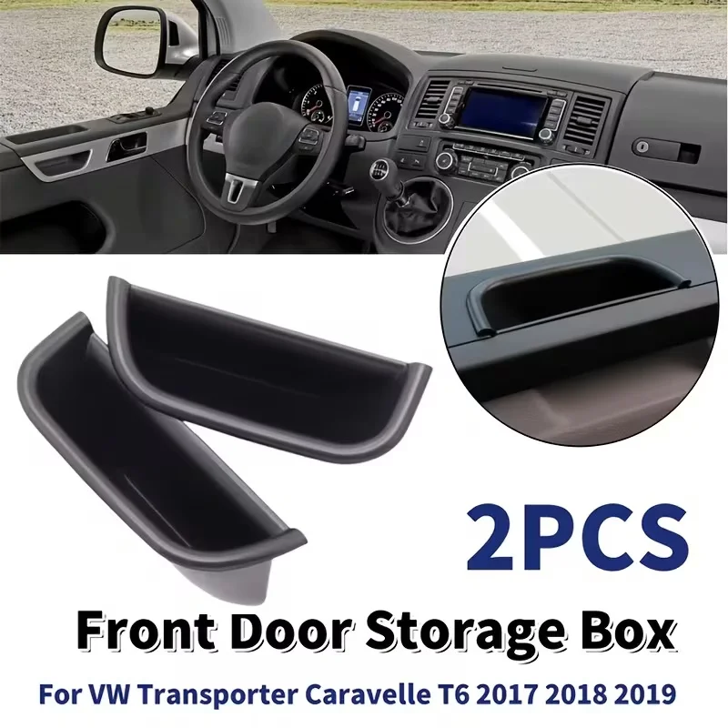 

2PC Multi-Functional Front Door Storage Box Organizer For VW Transporter Caravelle T6 2017 2018 2019 Auto Interior Part
