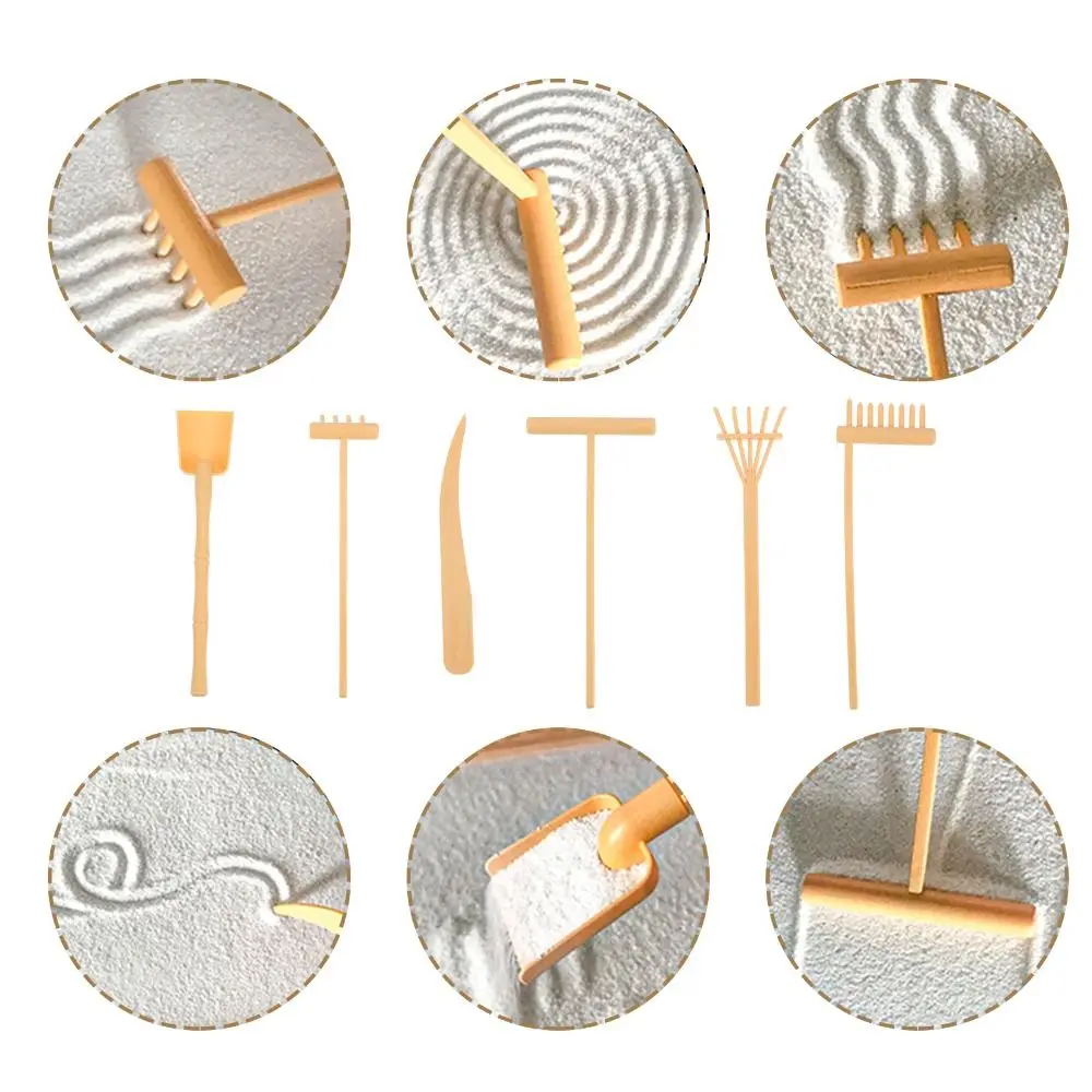 DIY mainan meja pasir anak-anak alat lukisan pasir gaya Zen mainan kotak pasir dorong Set alat Mini pasir lukisan Set penggaruk