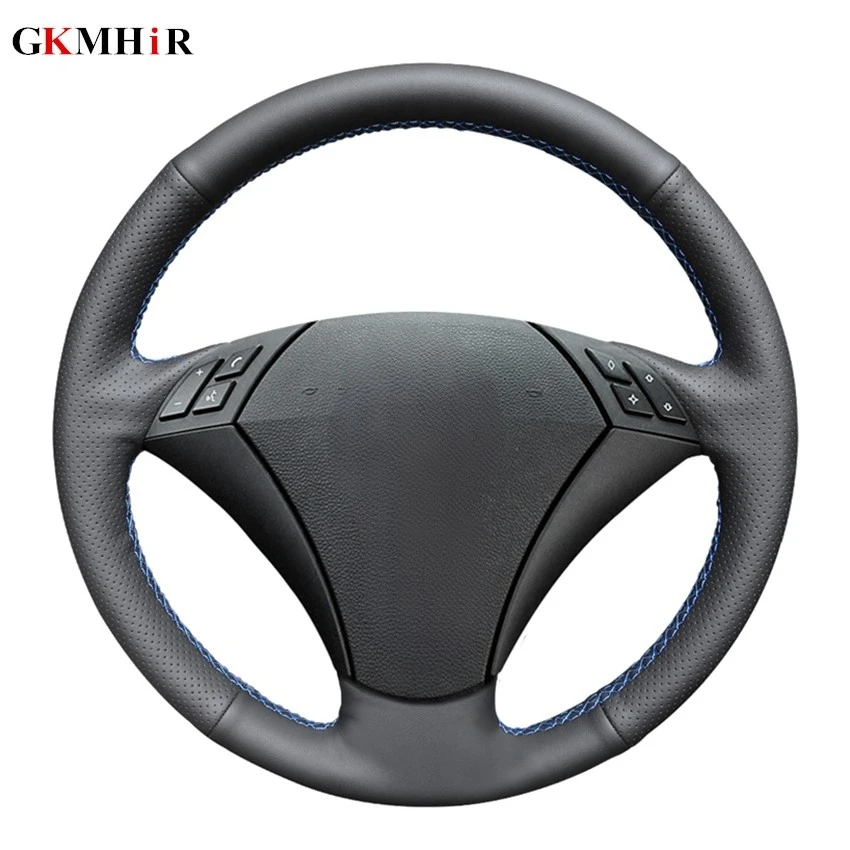 Hand-stitched Black Artificial Leather Steering Wheel Cover for BMW 530 523 523li 525 520li 535 545i E60