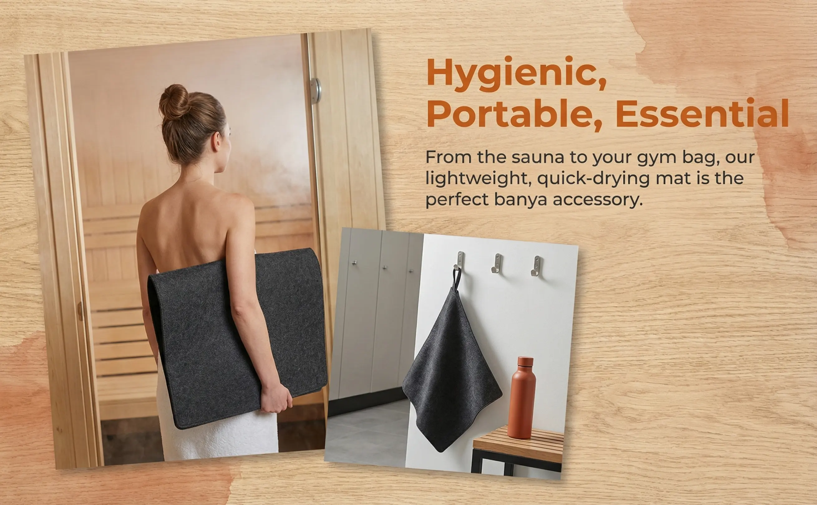 2Pcs Felt Sauna Floor Mat Wool Insulation Cushion Portable Heat Resistant Sauna Seat Cover for Home Steam Spa Bath