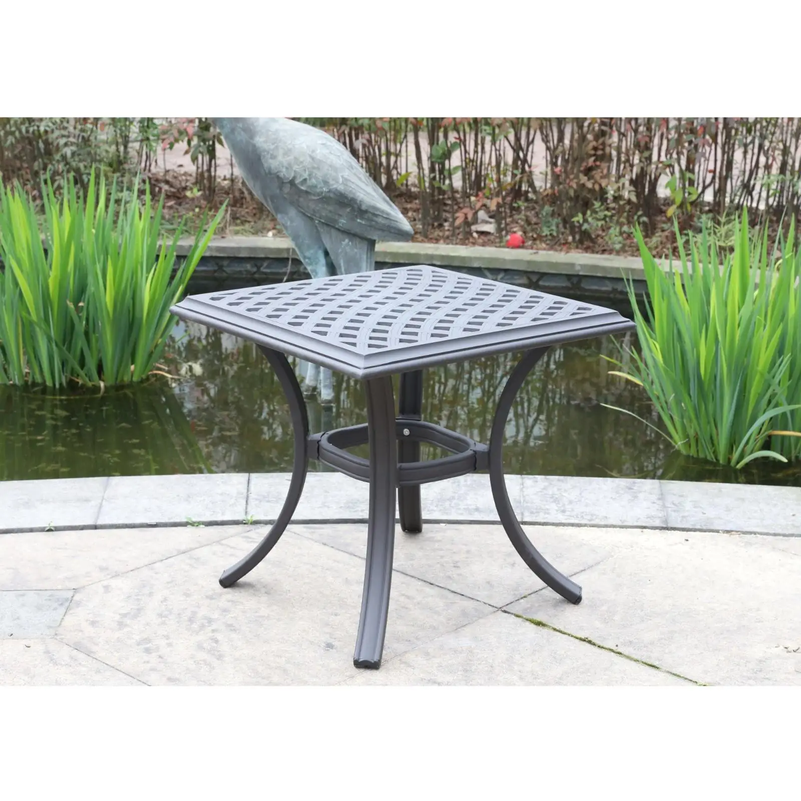 Collection Patio End Table – Sturdy, Rust-Resistant, Modern Square Design for