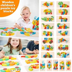 Shape Matching Kids Wooden Puzzles Assembled Building Blocks Educational Toys Logical Thinking Space Training Montessori Toys