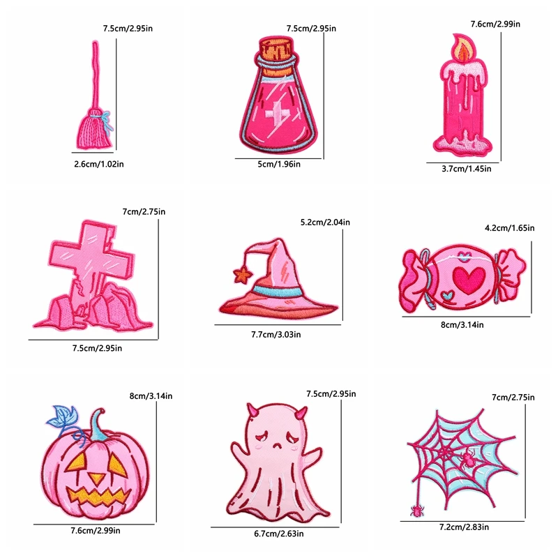 Parche bordado termoadhesivo Halloween rosa – Dibujos para planchar - imagen 5