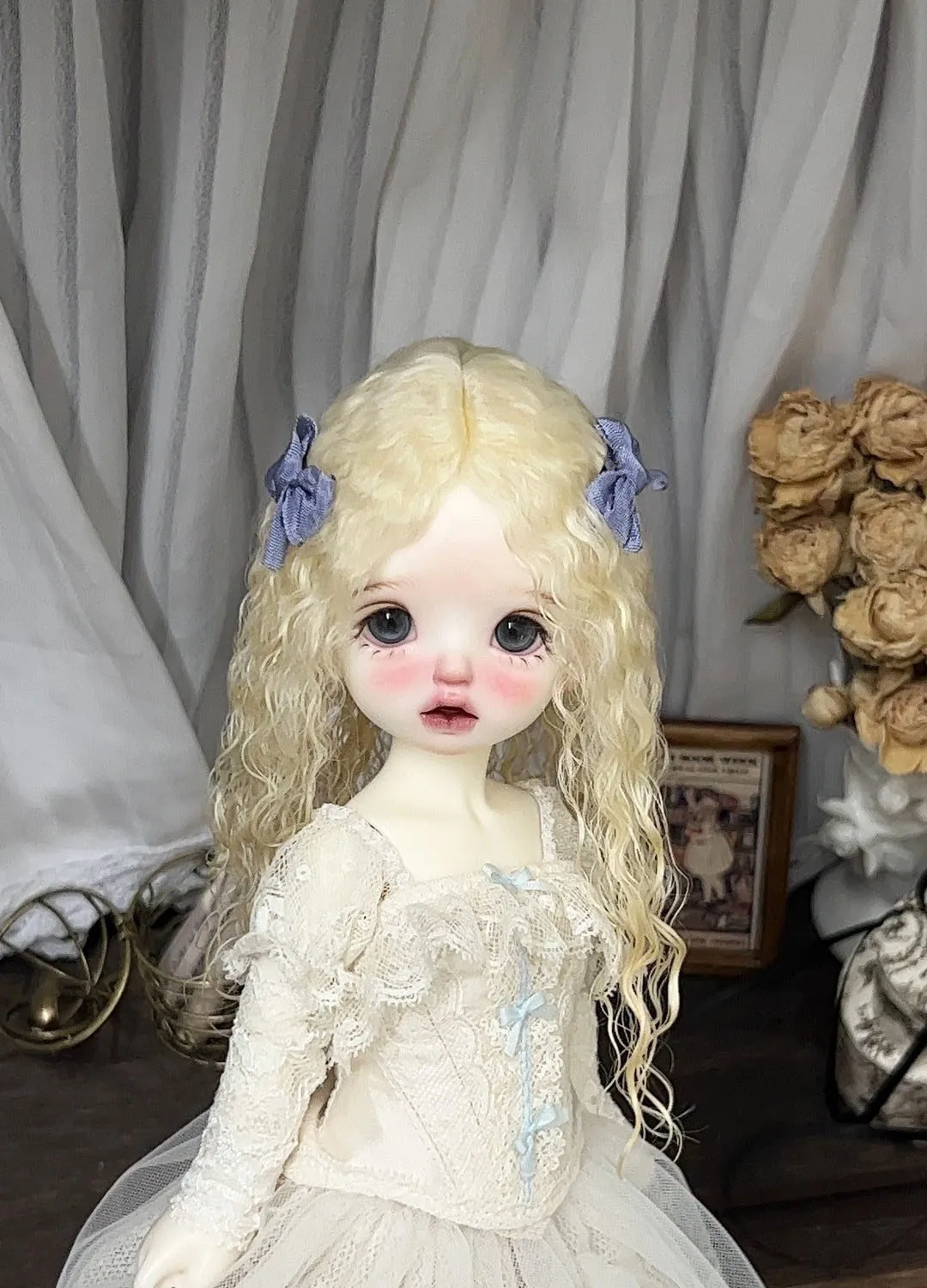 Haar voor pop zelfgemaakte mohair schapen kleine rol 1/6 BJD pop haar gratis verzending