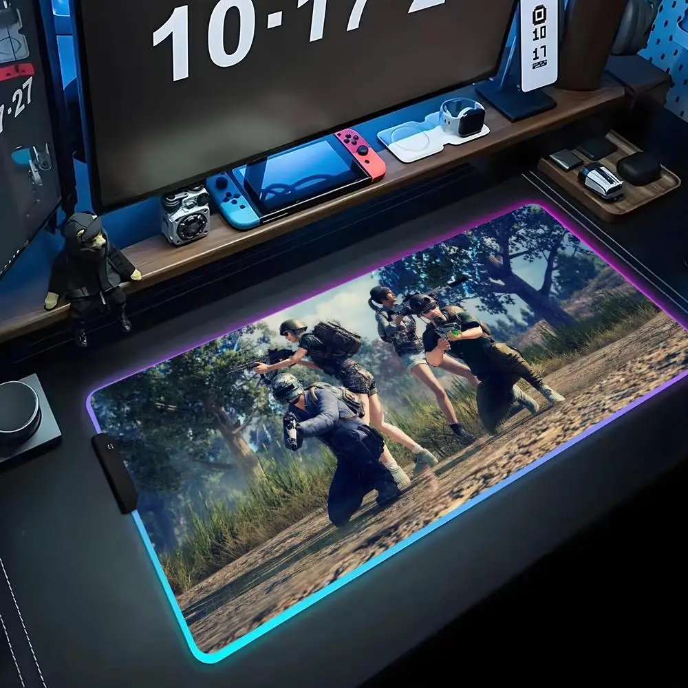 

Game Pubg Battlegrounds Mouse Pad RGB Gaming Mousepad Big LED Pad PC Desk Mat Luminous Mouse Pad Large Keyboard Mats Table Rug W