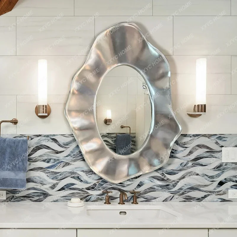 QQDecorative American Living Room Wall-mounted Dining Side Mirror Creative Entrance Fireplace Art Mirror