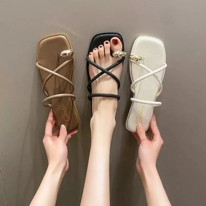 

Slippers for Women French Style Design Sandals Summer Pinch-Toe Open-toe Sandals Flat Slippers for Women Comfort Beach Slippers