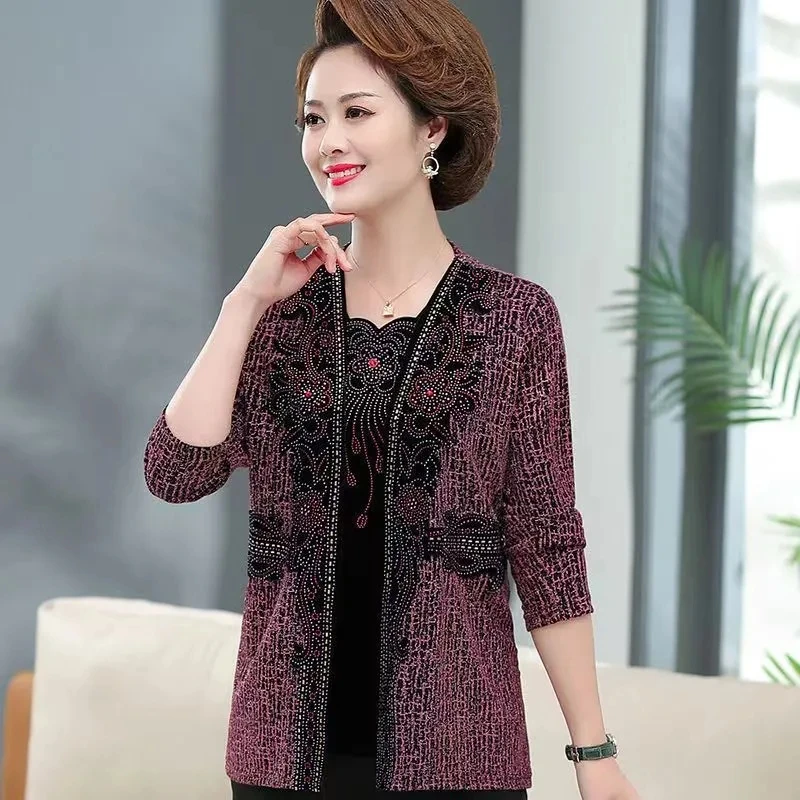 

Поддельный женский свитер из двух предметов, осень-весна 2022, свитер с длинными рукавами, высококачественный свитер с бисером для женщин