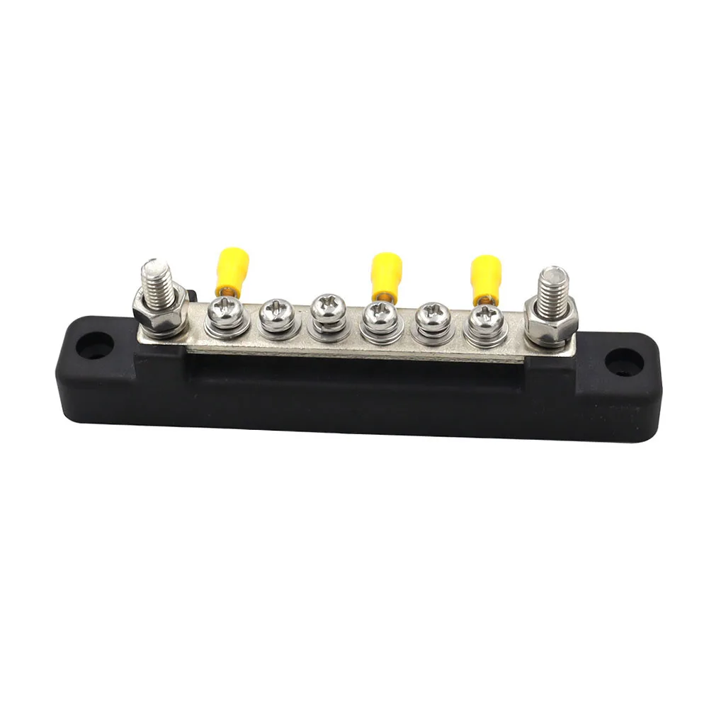 

150A 6 Way RV Marine Busbar With Clear Cover Single Row Screws Terminals Distribution Block For Car RV Accessories 48V DC