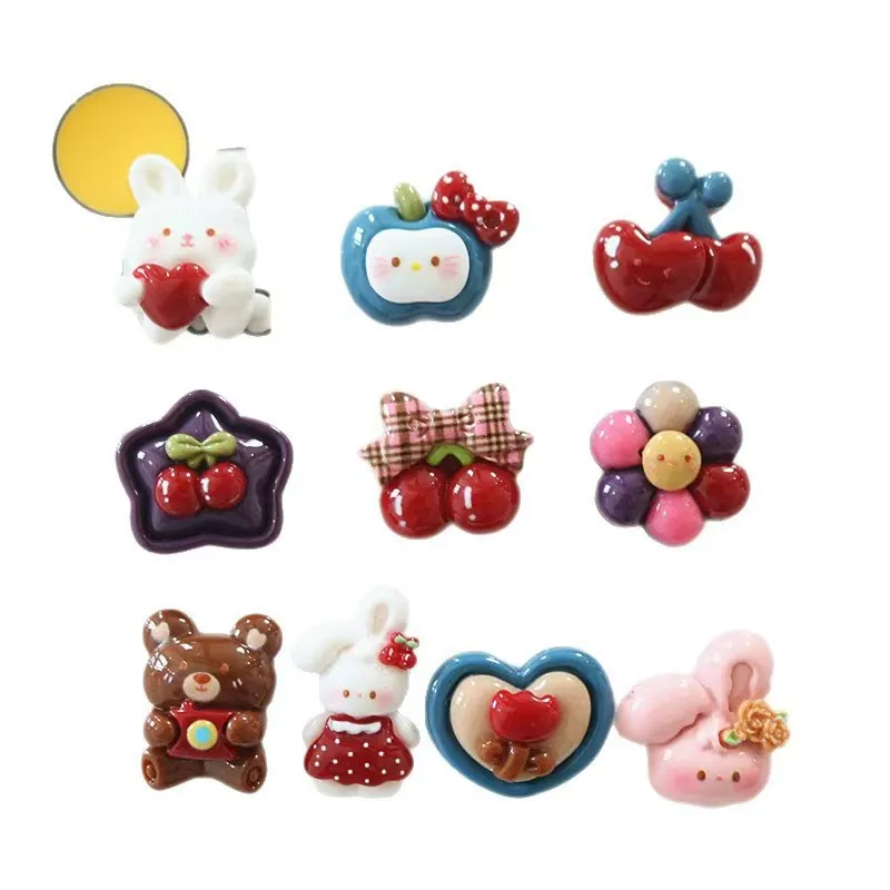 100pcs Resin Cabochon Beads Rabbit Apple Heart Shape DIY Jewelry Hair Accessory Garment Making Craft Supplies Free Shipping