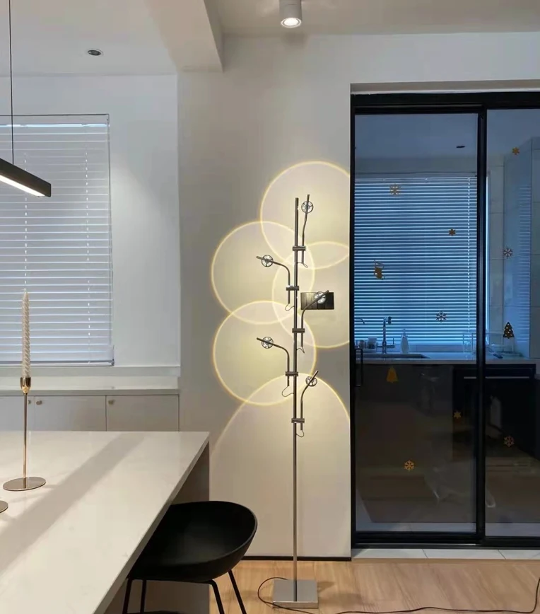 Modern Sunset Floor Lamp with 7 Colored Films & Angle Rotating, Mood Standing Lamp for Living Room Bedroom Hotel Decor Lighting