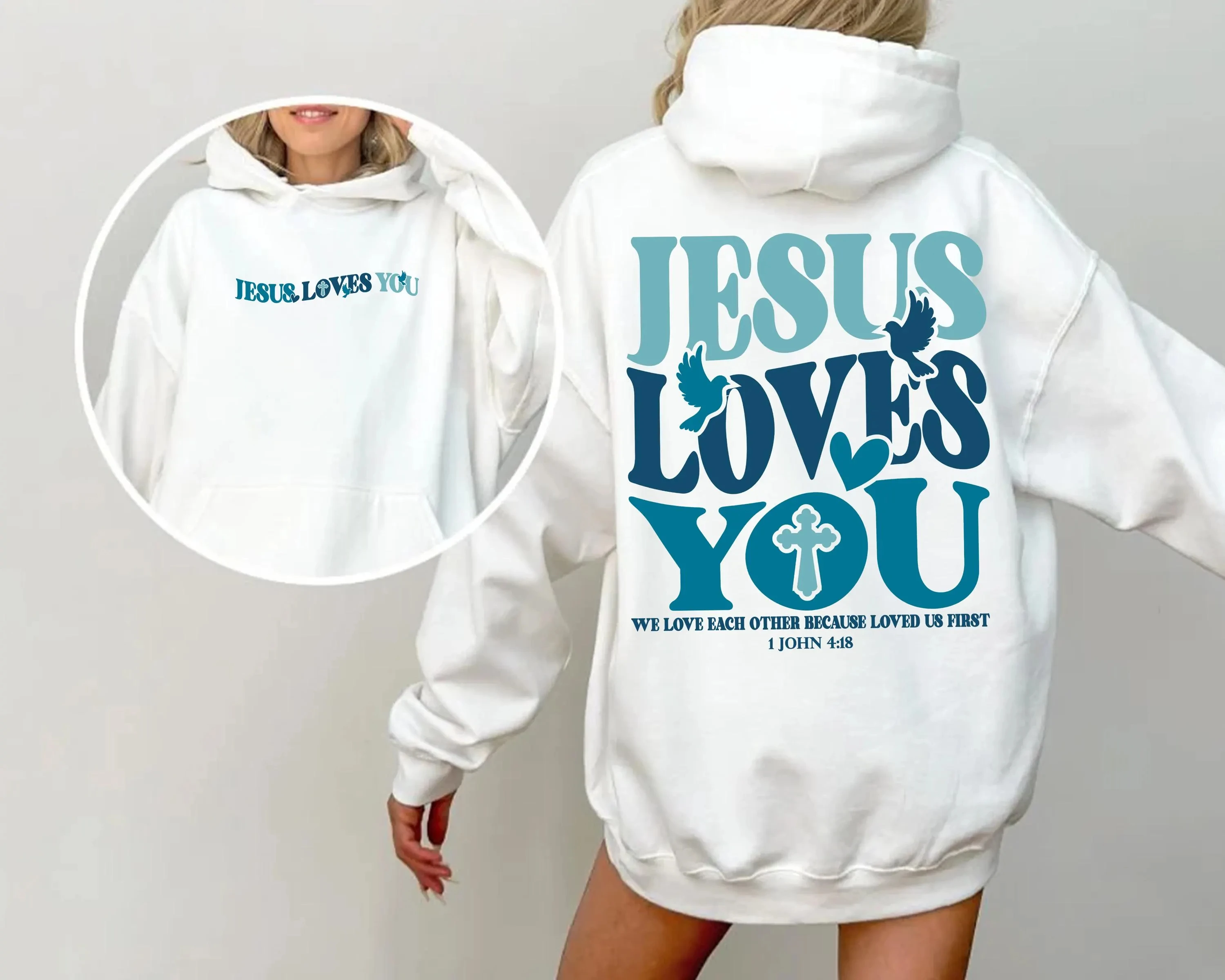 

Jesus Loves You Hoodie Men's and Women's Long Sleeve Sweatshirt Pullover Y2k Tops Fashion Autumn and Winter Clothing Hoodies