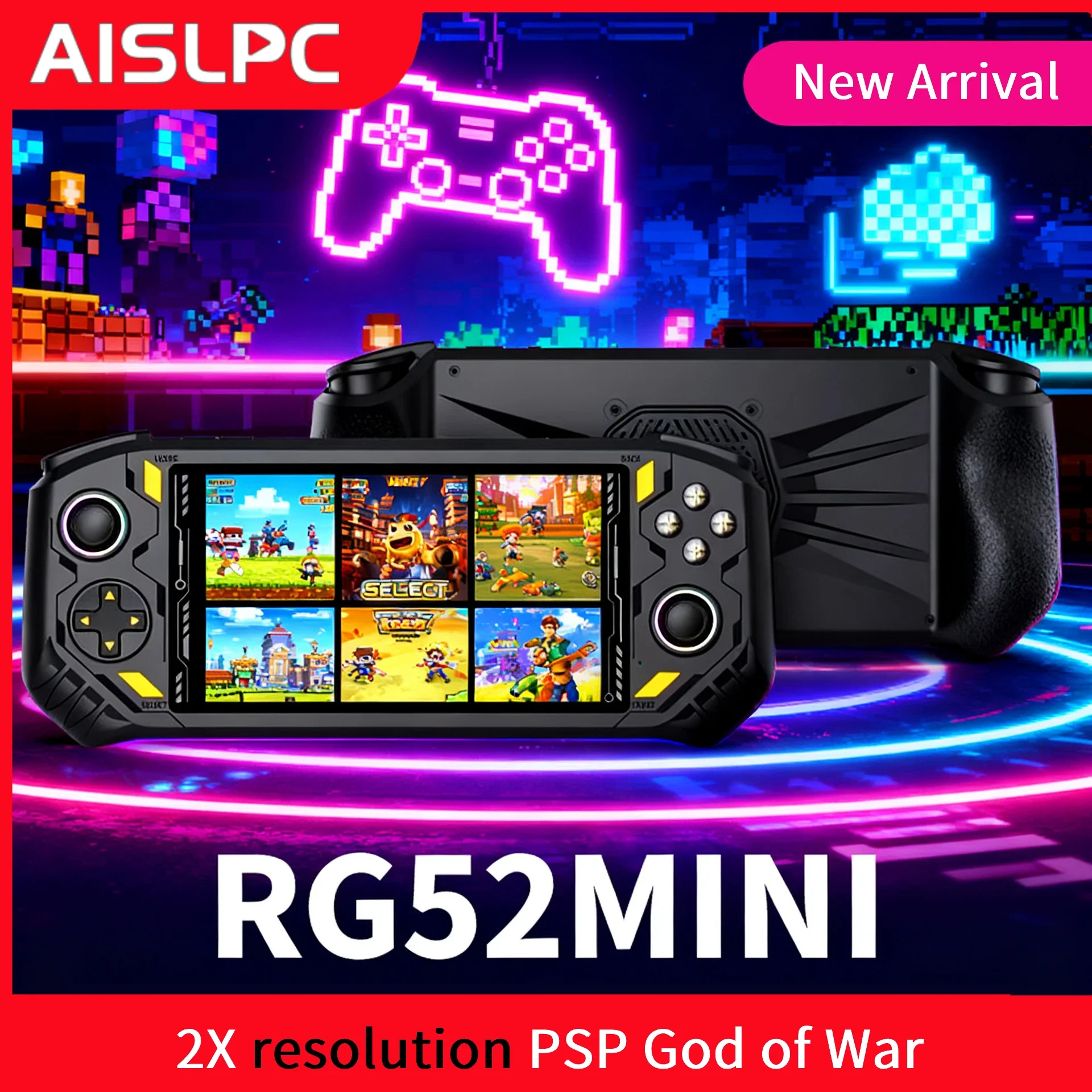 

Портативная игровая консоль AISLPC в стиле ретро, чип RK3562, экран 5,5 дюйма, поддержка Wi-Fi, Bluetooth HD-Out RG52, мини-плеер для видеоигр для PSP