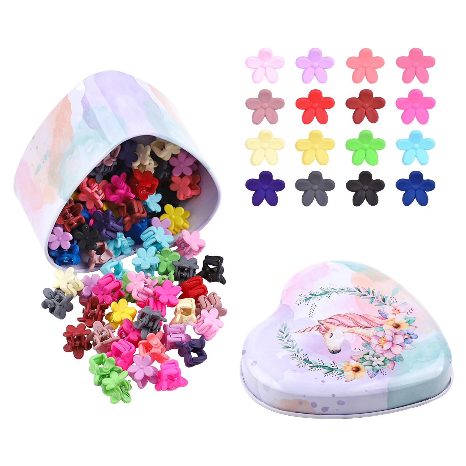 50/100/128Pcs Colorful flowers Mini Hair Clip Grip Barrettes