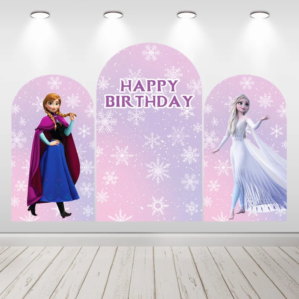 

Disney Frozen Princess and Snow Elsa Anna Arch Backdrop Customized Backdrop Girl's Birthday Decoration Party Banner