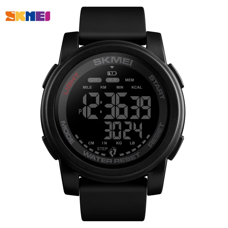 

Top Brand SKMEI Men Digital Watch Calorie Pedometer Countdown Sport Wristwatches Waterproof Man Military Bracelet Alarm Clock