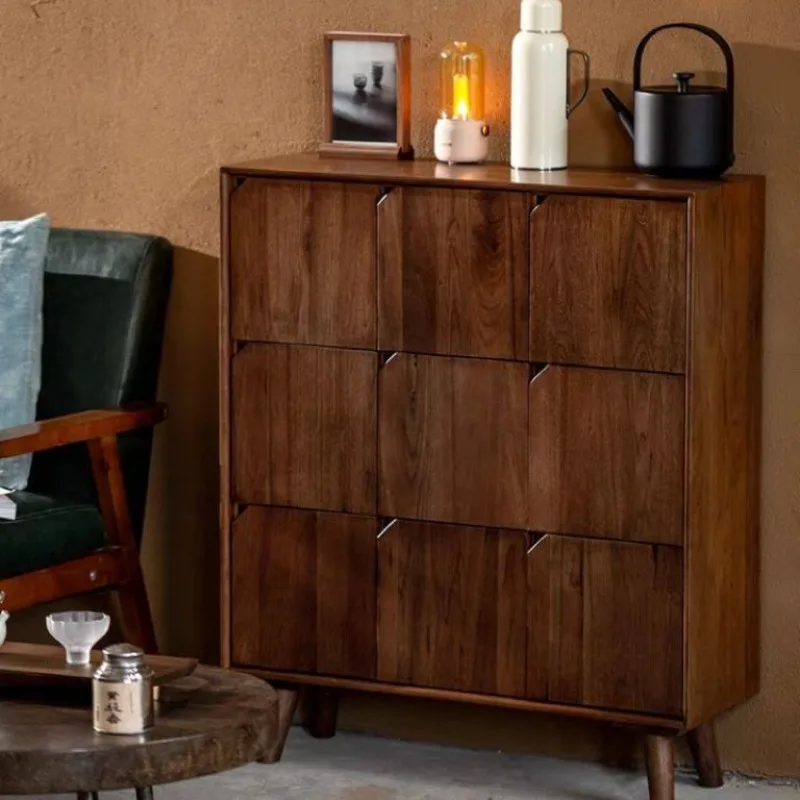 Cross-border new retro tea cabinet integrated solid wood cabinet living room tea room tea cabinet simple