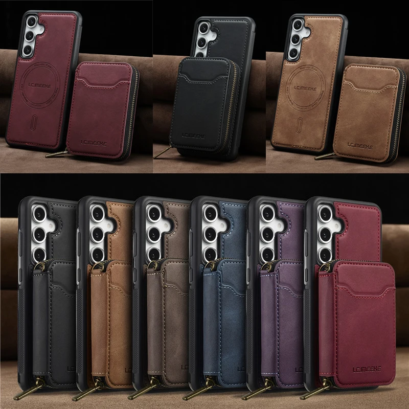 

LC-imeeke Card Bags Wallet Phone Case For Samsung Galaxy A17 A56 A36 A16 A15 4G A35 A54 A55 5G A175 Cover Leather Backpack Cases