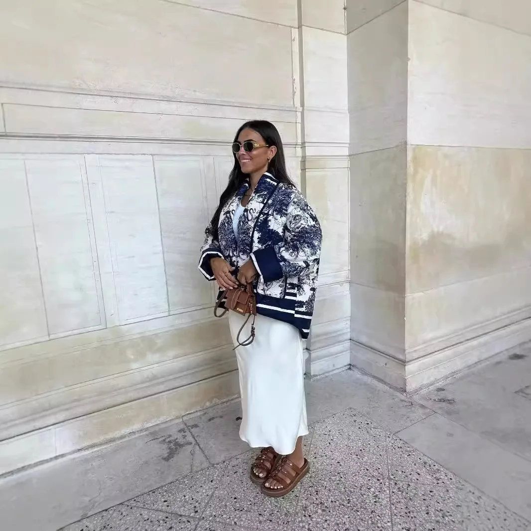 Women's Fashion Cotton Jacket Women Floral Print Quilted Jacket Open Front Kimono Style Padded Coat With Pockets Casual Z6QL - view 2
